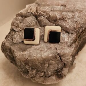 Elegant Black and Cream Earrings